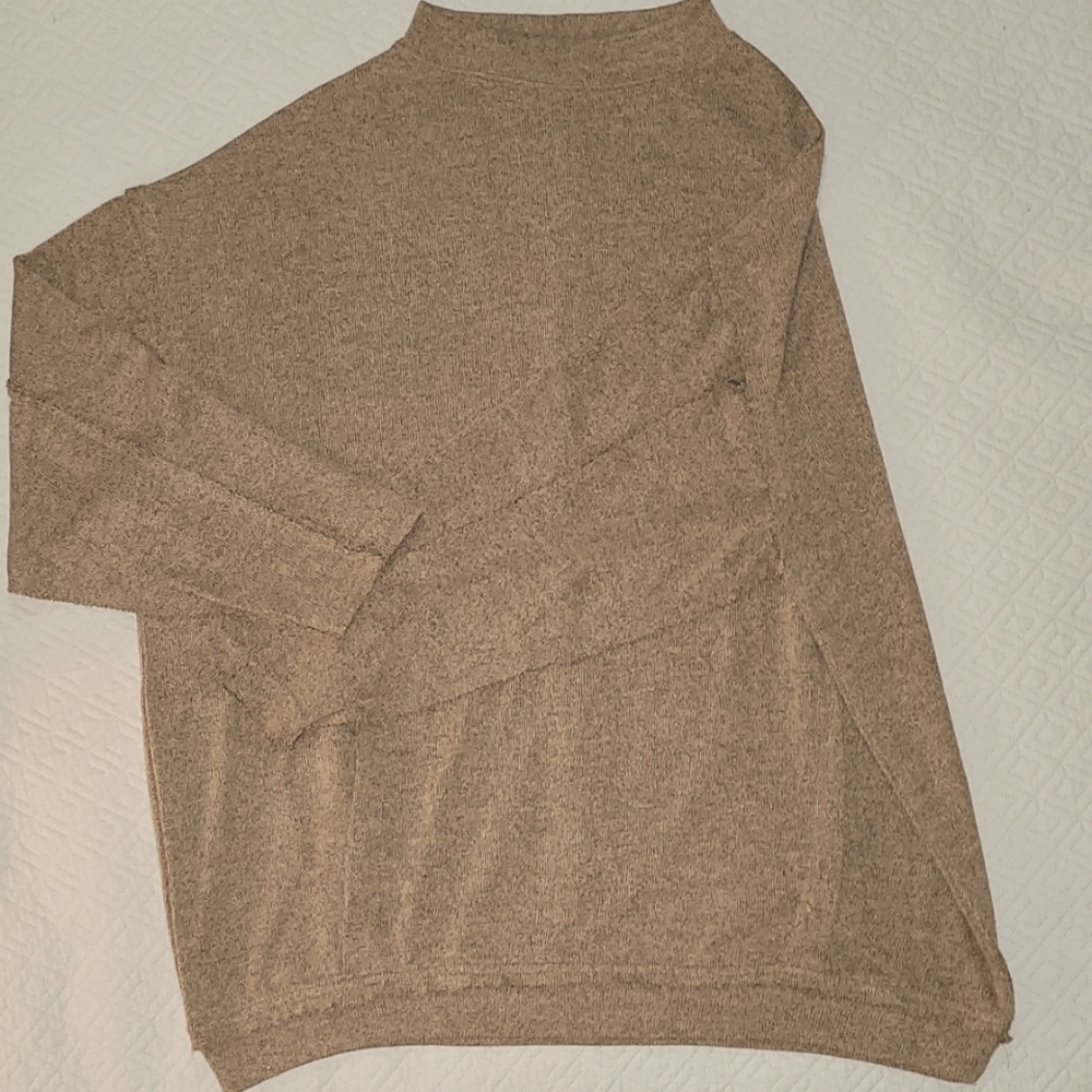 Oversized distressed tan and black sweater
